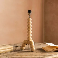 Bobbin Tripod Natural Wooden Table Lamp