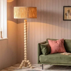 Bobbin Tripod Natural Wooded Floor Lamp
