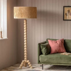 Bobbin Tripod Natural Wooded Floor Lamp