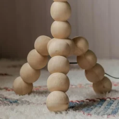 Bobbin Tripod Natural Wooded Floor Lamp