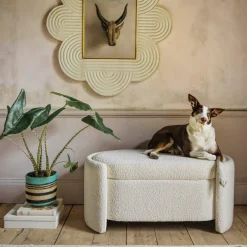 Bouclé Storage Ottoman