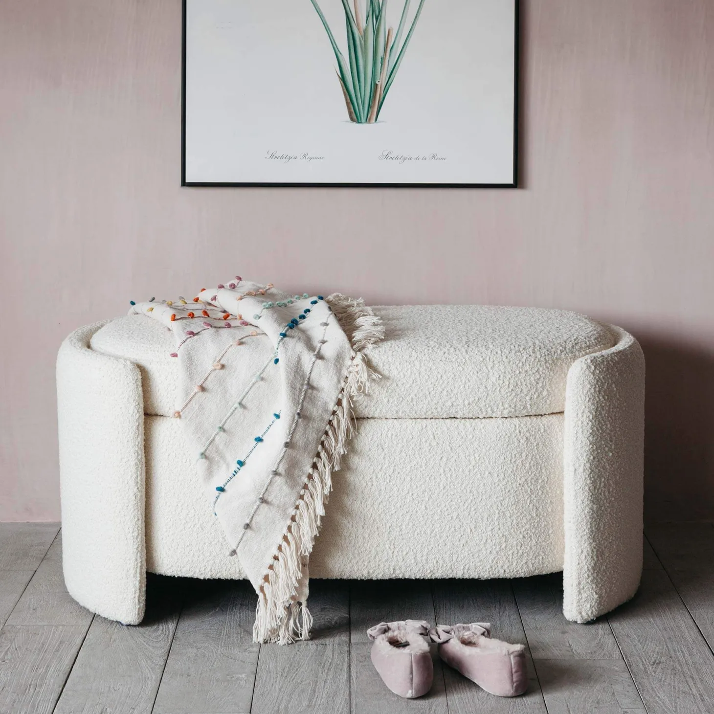 Bouclé Storage Ottoman