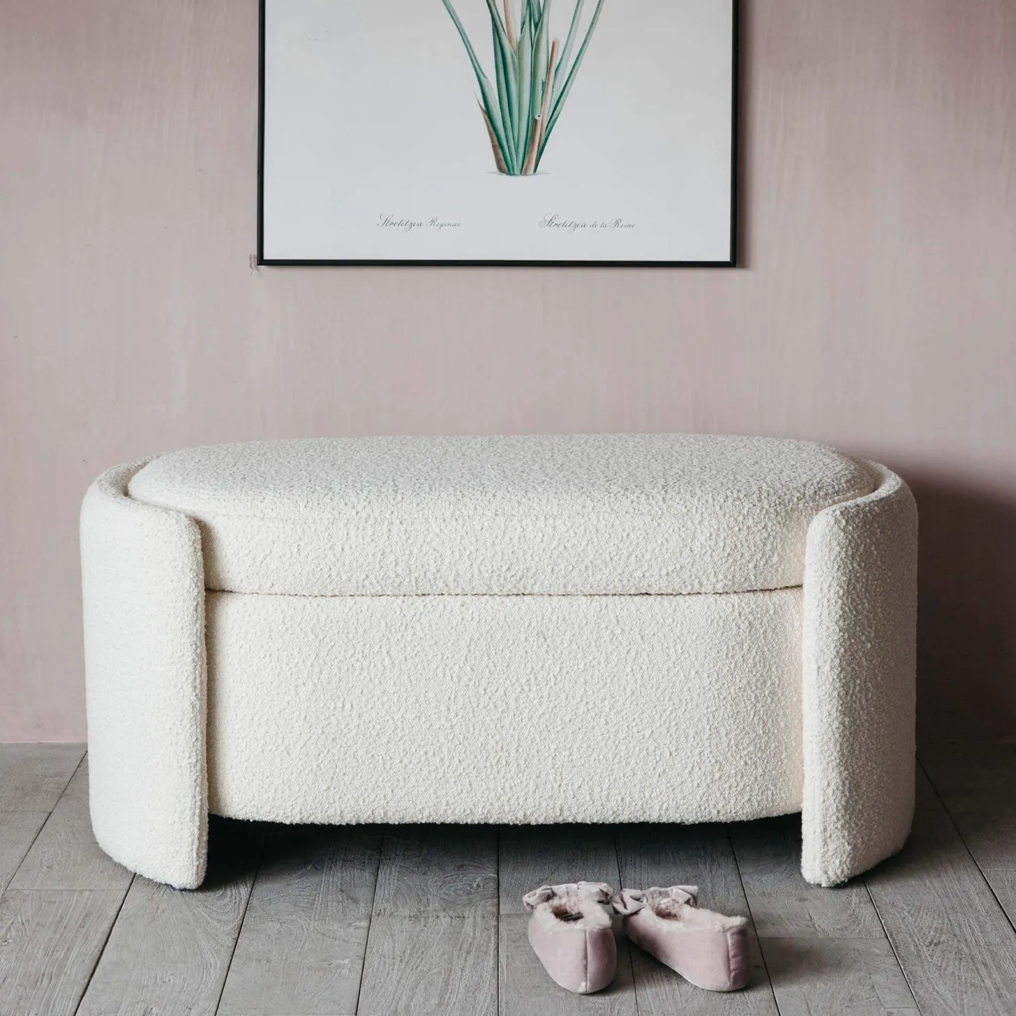 Bouclé Storage Ottoman