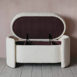 Bouclé Storage Ottoman