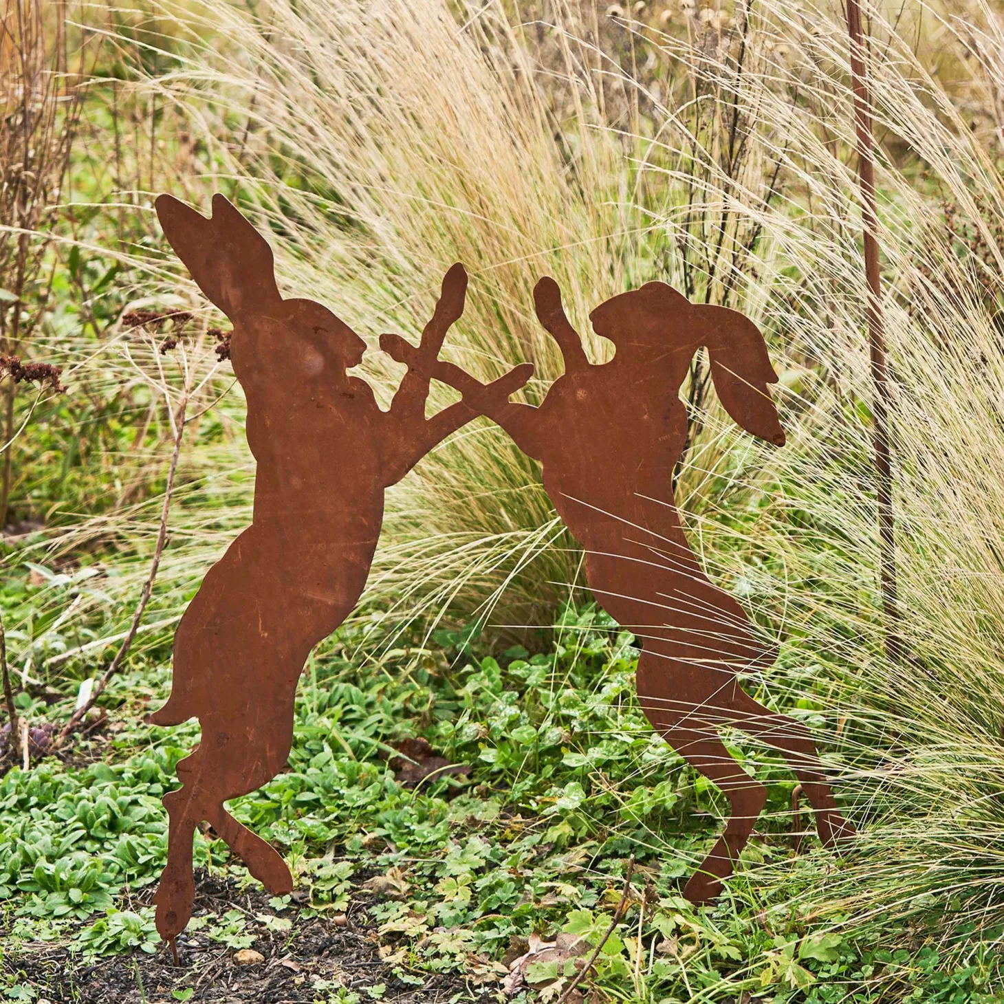 Boxing Hares Garden Stake