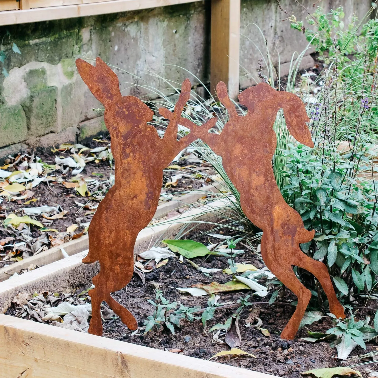 Boxing Hares Garden Stake