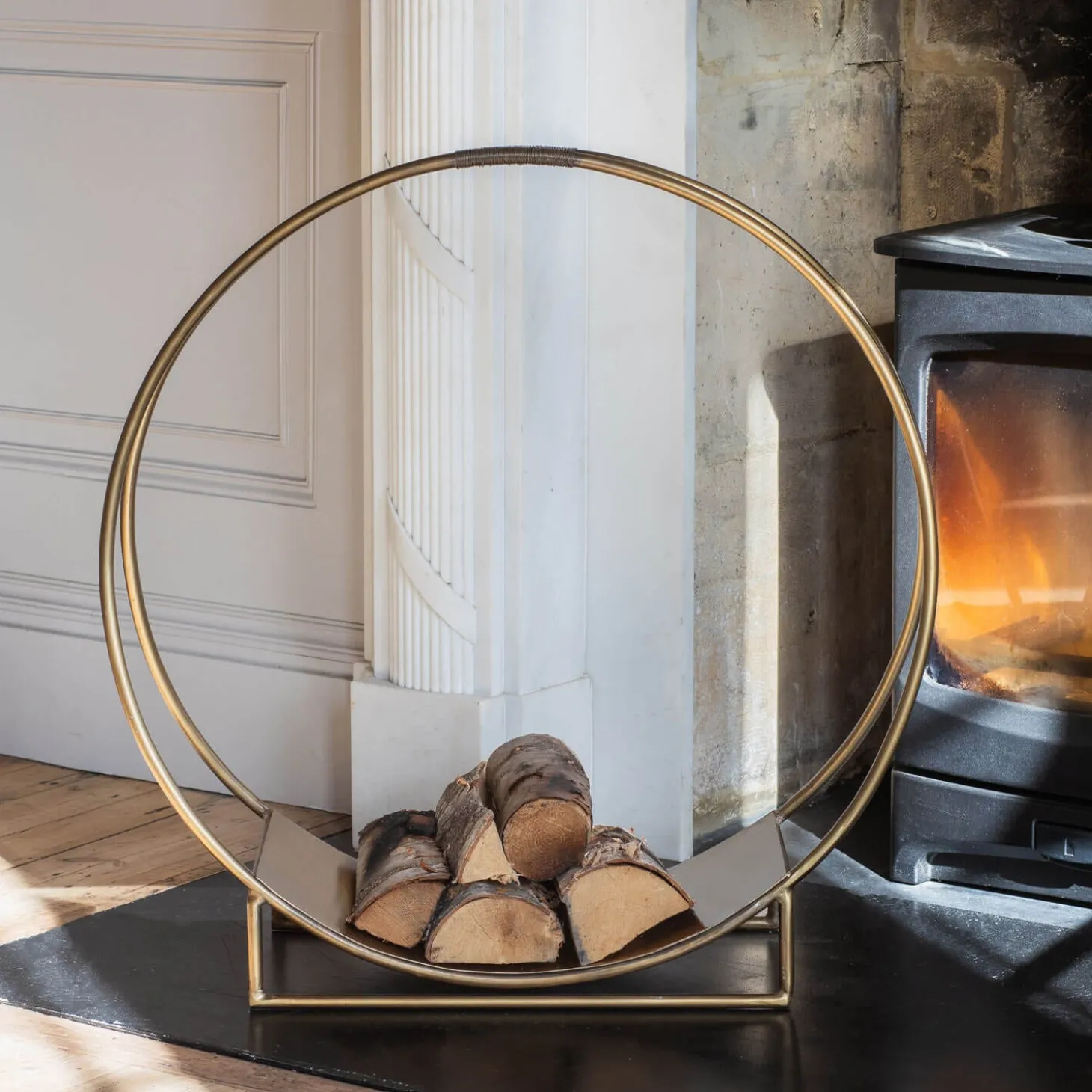 Brass Circle Log Holder
