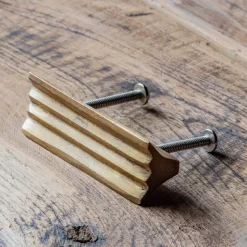 Brass Grooved Rectangular Knob