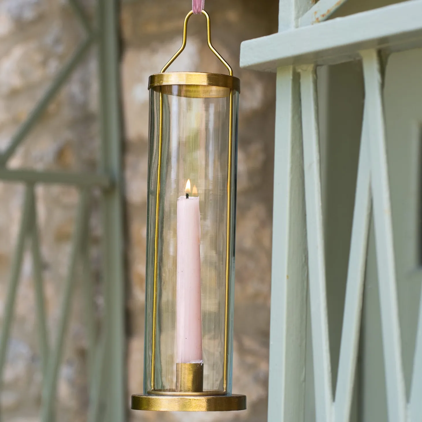 Brass Hanging Glass Candle Holder