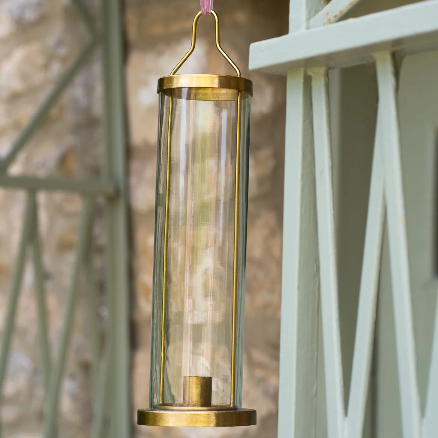 Brass Hanging Glass Candle Holder