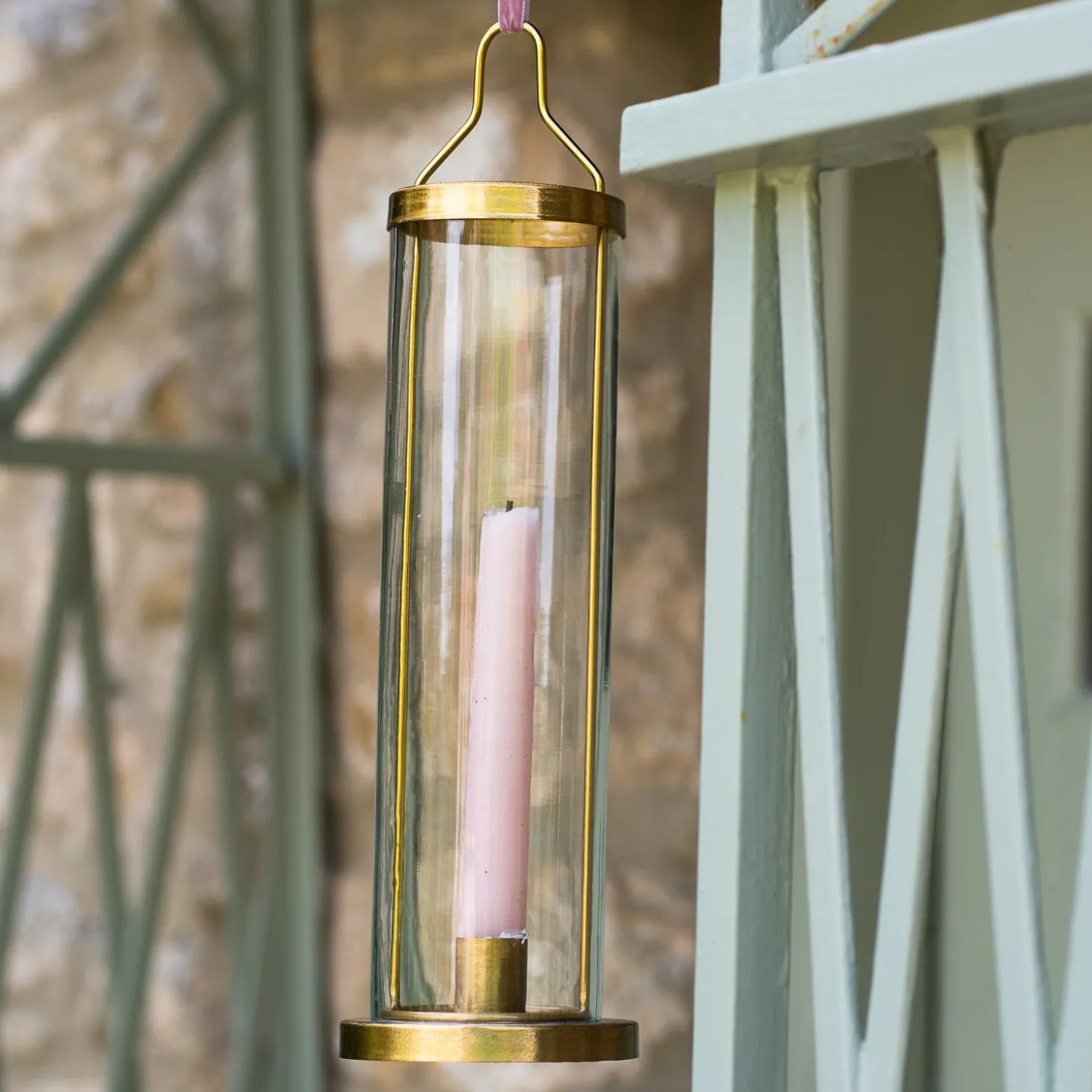 Brass Hanging Glass Candle Holder