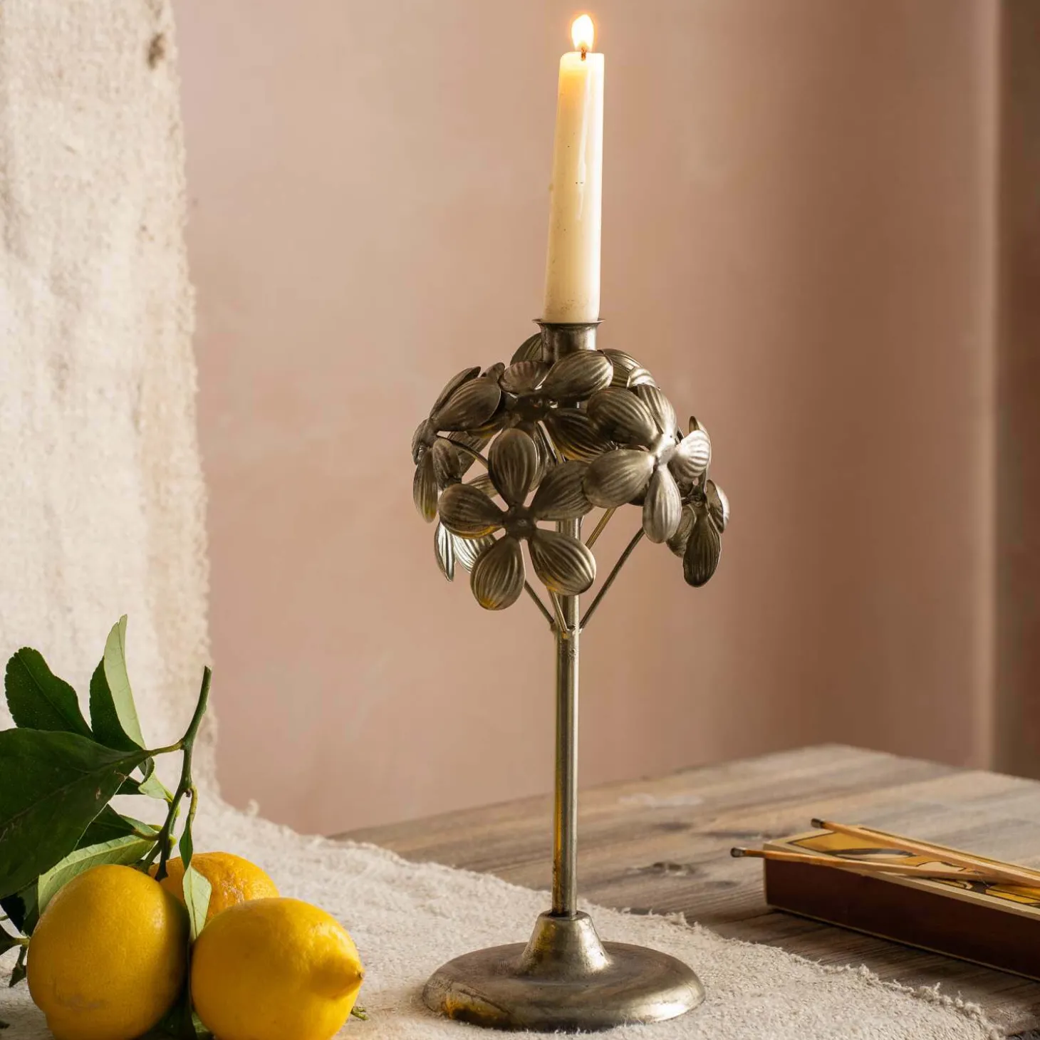 Bronze Floral Candle Holder