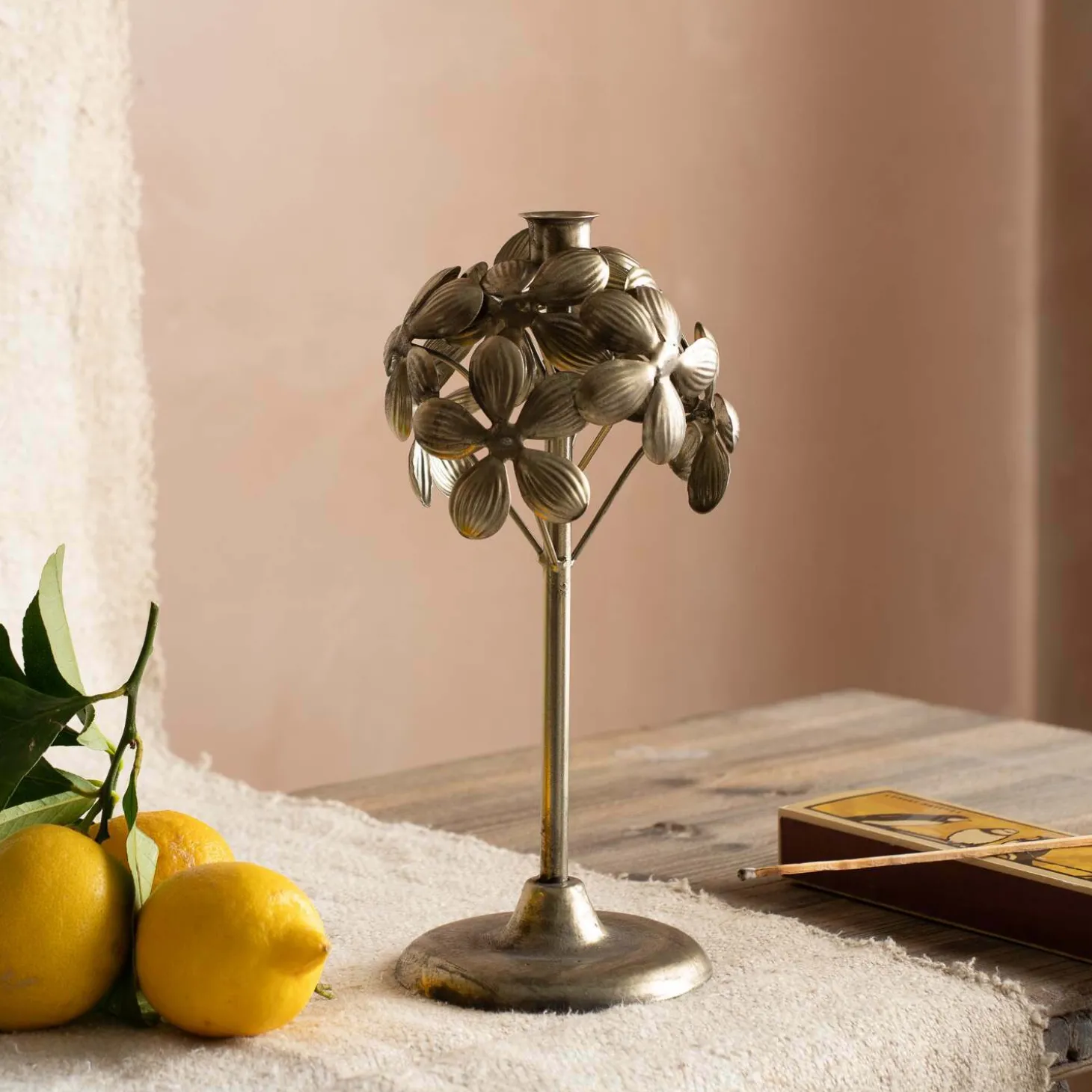 Bronze Floral Candle Holder