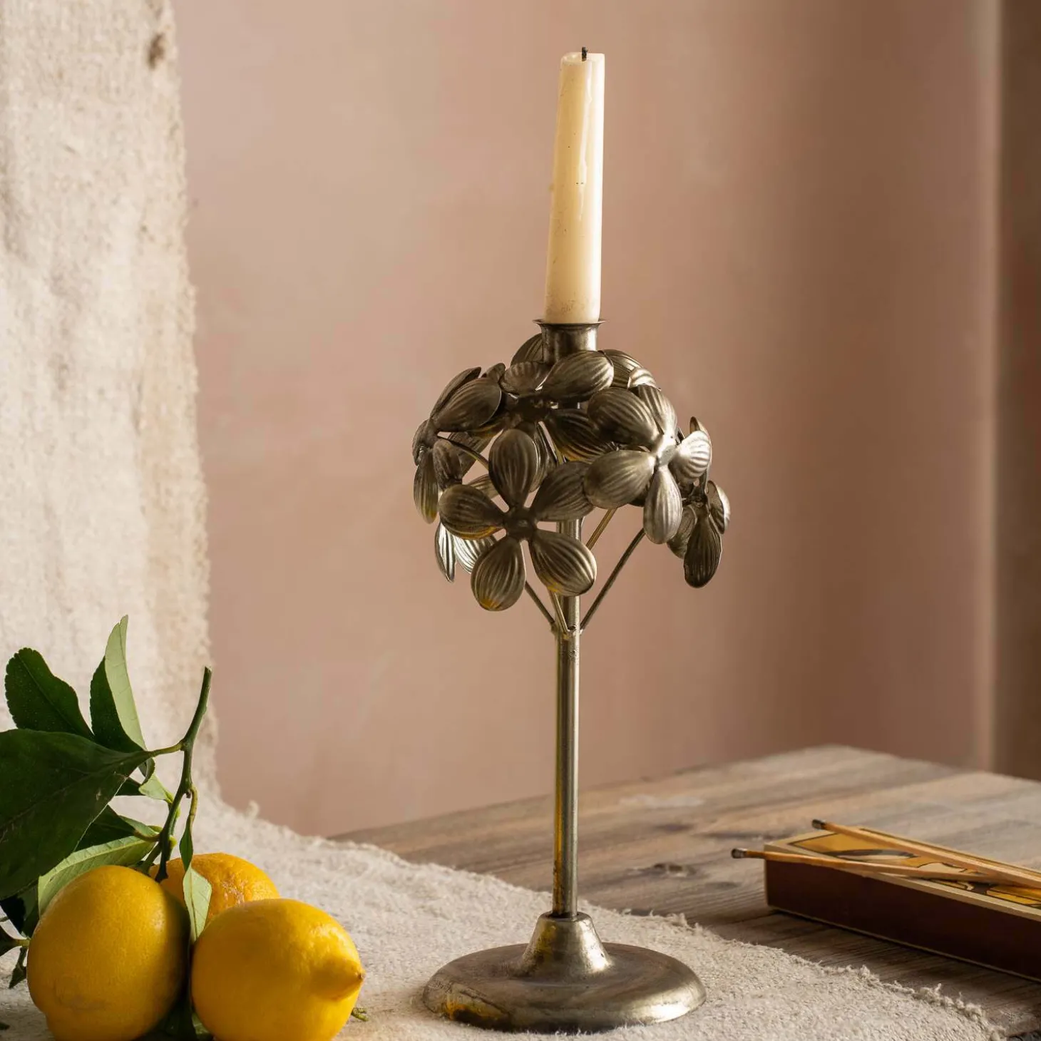 Bronze Floral Candle Holder