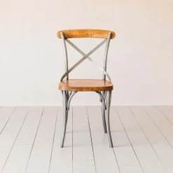 Brook Antique Zinc and Leather Chair