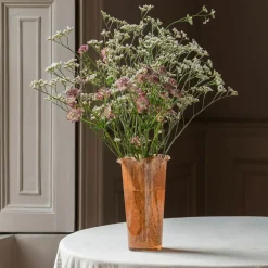 Brown Glass Ruffle Vase