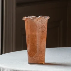 Brown Glass Ruffle Vase