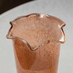 Brown Glass Ruffle Vase