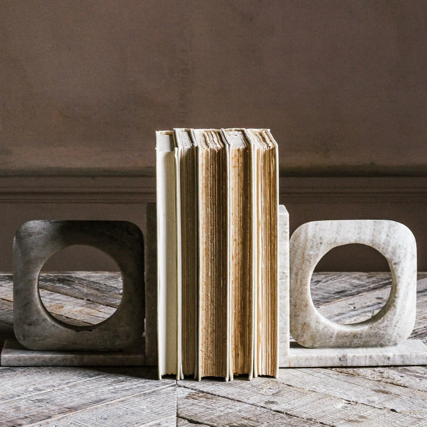 Brown Marble Bookends