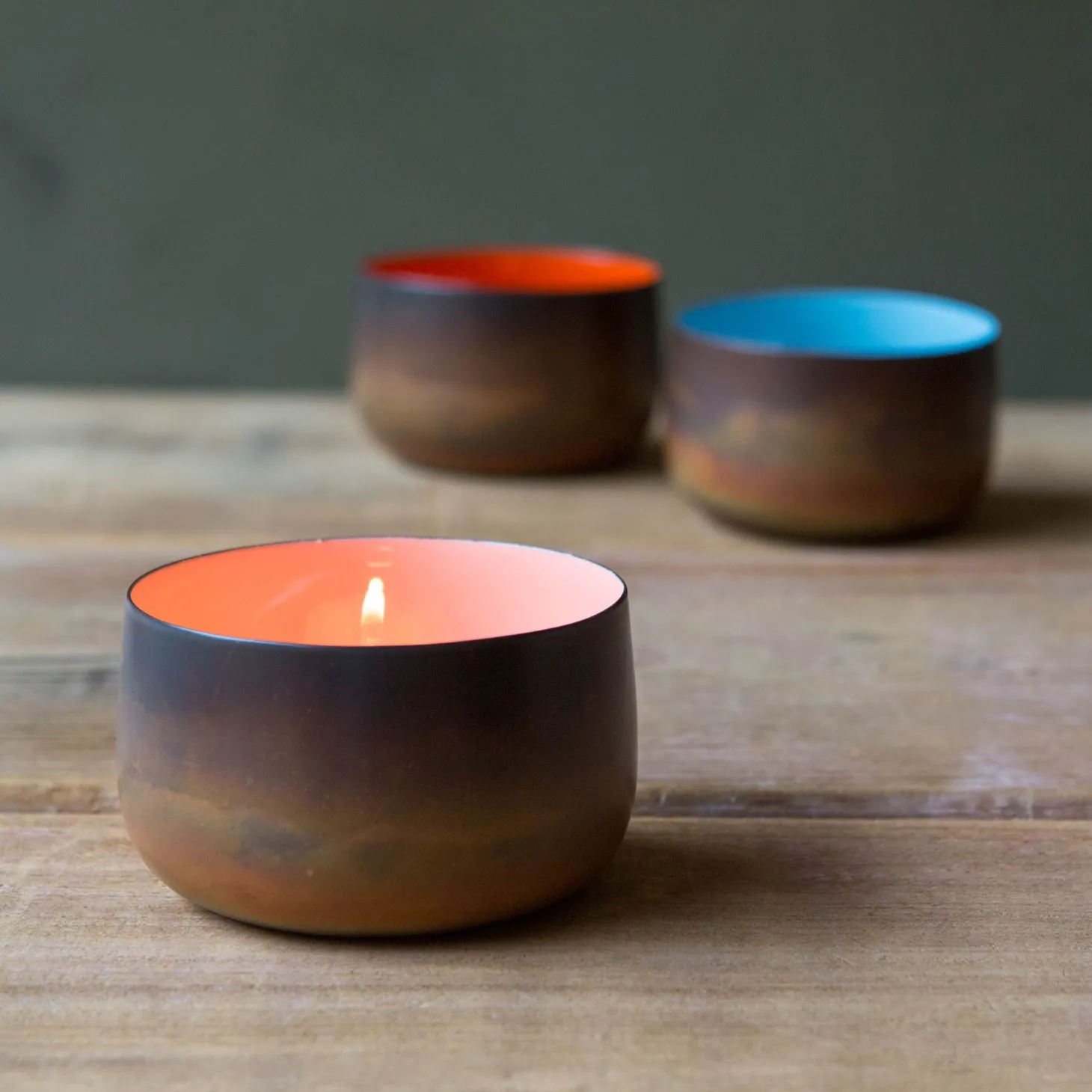 Burnt Copper Tea Light Holders