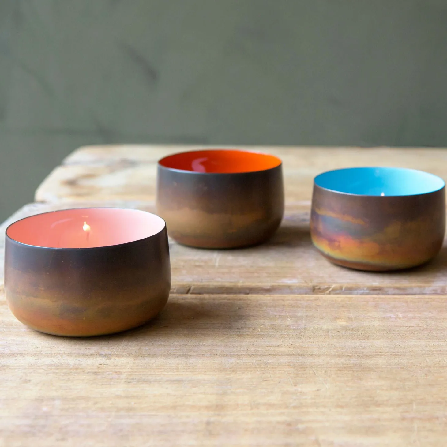 Burnt Copper Tea Light Holders