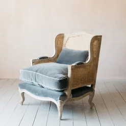 Caden Cane Grey Velvet Armchair