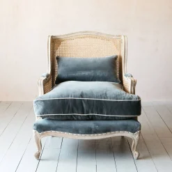 Caden Cane Grey Velvet Armchair