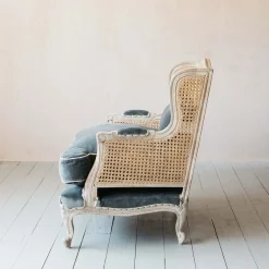 Caden Cane Grey Velvet Armchair