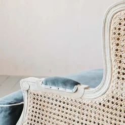 Caden Cane Grey Velvet Armchair