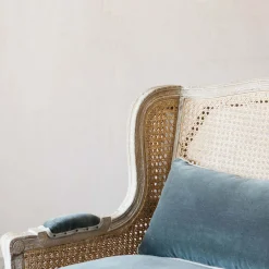 Caden Cane Grey Velvet Armchair
