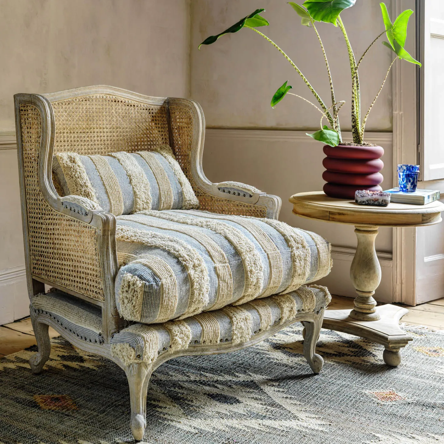 Caden Misty Stripe Armchair
