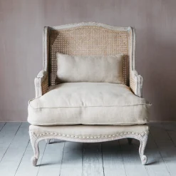 Caden Natural Linen Cane Armchair