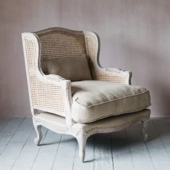 Caden Natural Linen Cane Armchair