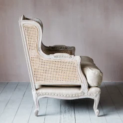 Caden Natural Linen Cane Armchair