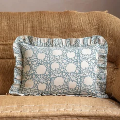 Cassia Small Rectangular Block Printed Cushion