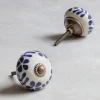 Ceramic Flower and Leaves Hand-Painted Knob