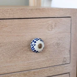 Ceramic Flower and Leaves Hand-Painted Knob