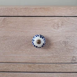 Ceramic Flower and Leaves Hand-Painted Knob