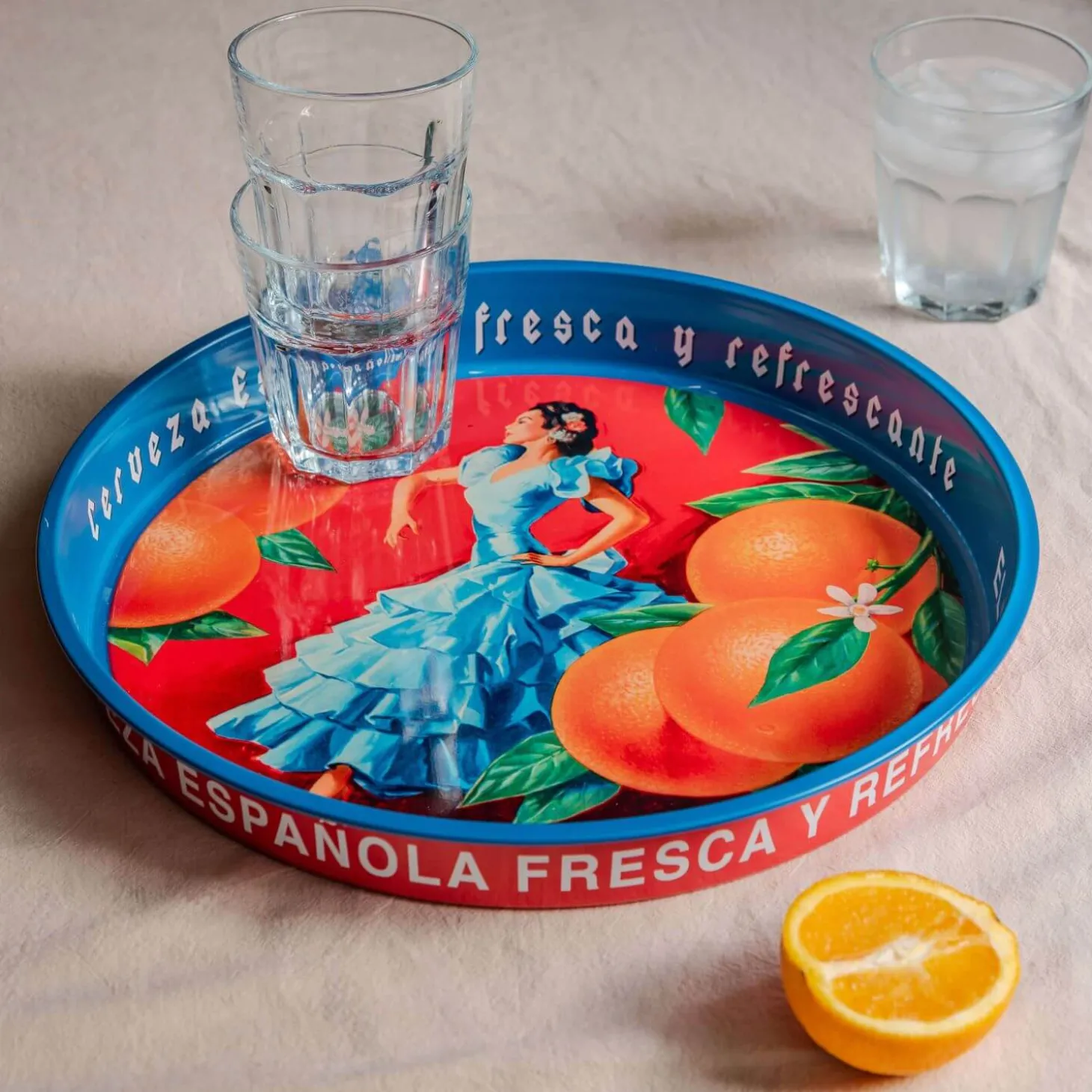 Cerveza Round Metal Tray