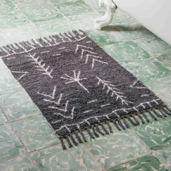 Charcoal and White Chevron Bath Mat