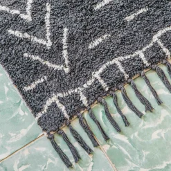 Charcoal and White Chevron Bath Mat
