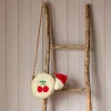 Cherry Embroidered Round Crossbody Handbag