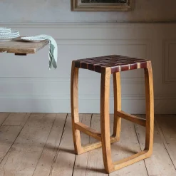 Chester Woven Leather Kitchen Stool
