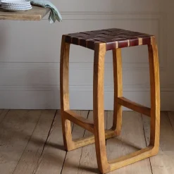 Chester Woven Leather Kitchen Stool