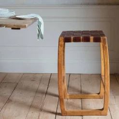 Chester Woven Leather Kitchen Stool
