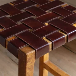 Chester Woven Leather Kitchen Stool