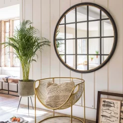 Circular Window Pane Mirror