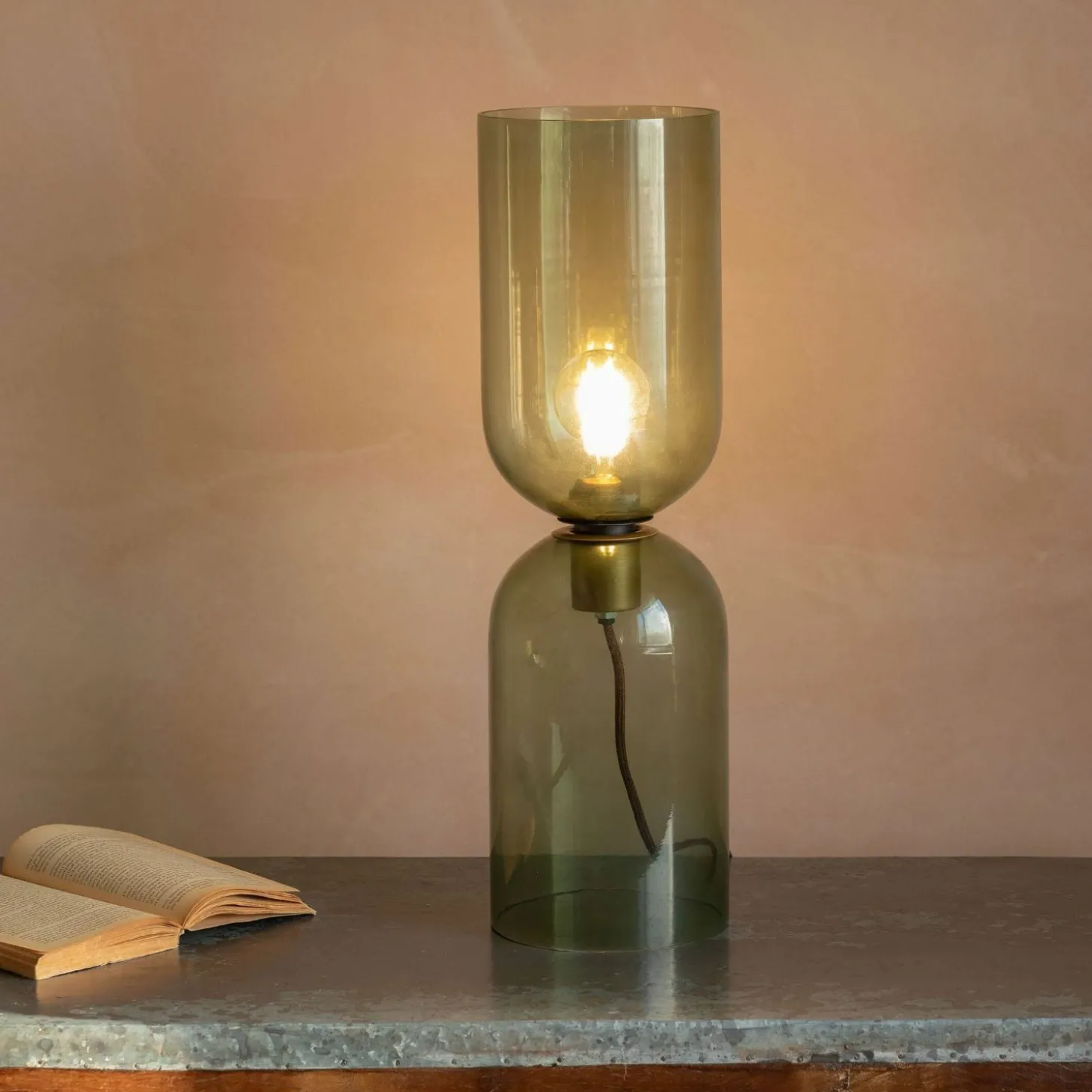 Clarence Glass Table Lamp Green - Large