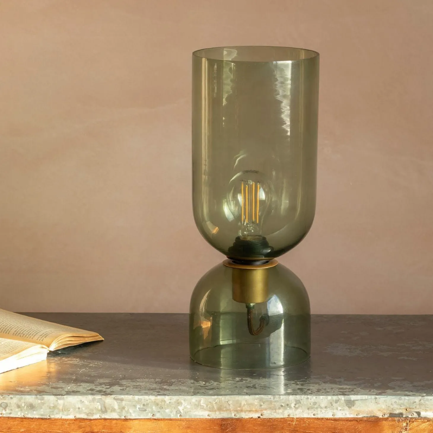 Clarence Glass Table Lamp Green - Small