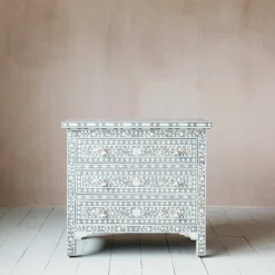 Classic Grey Mother of Pearl Large Bedside Table